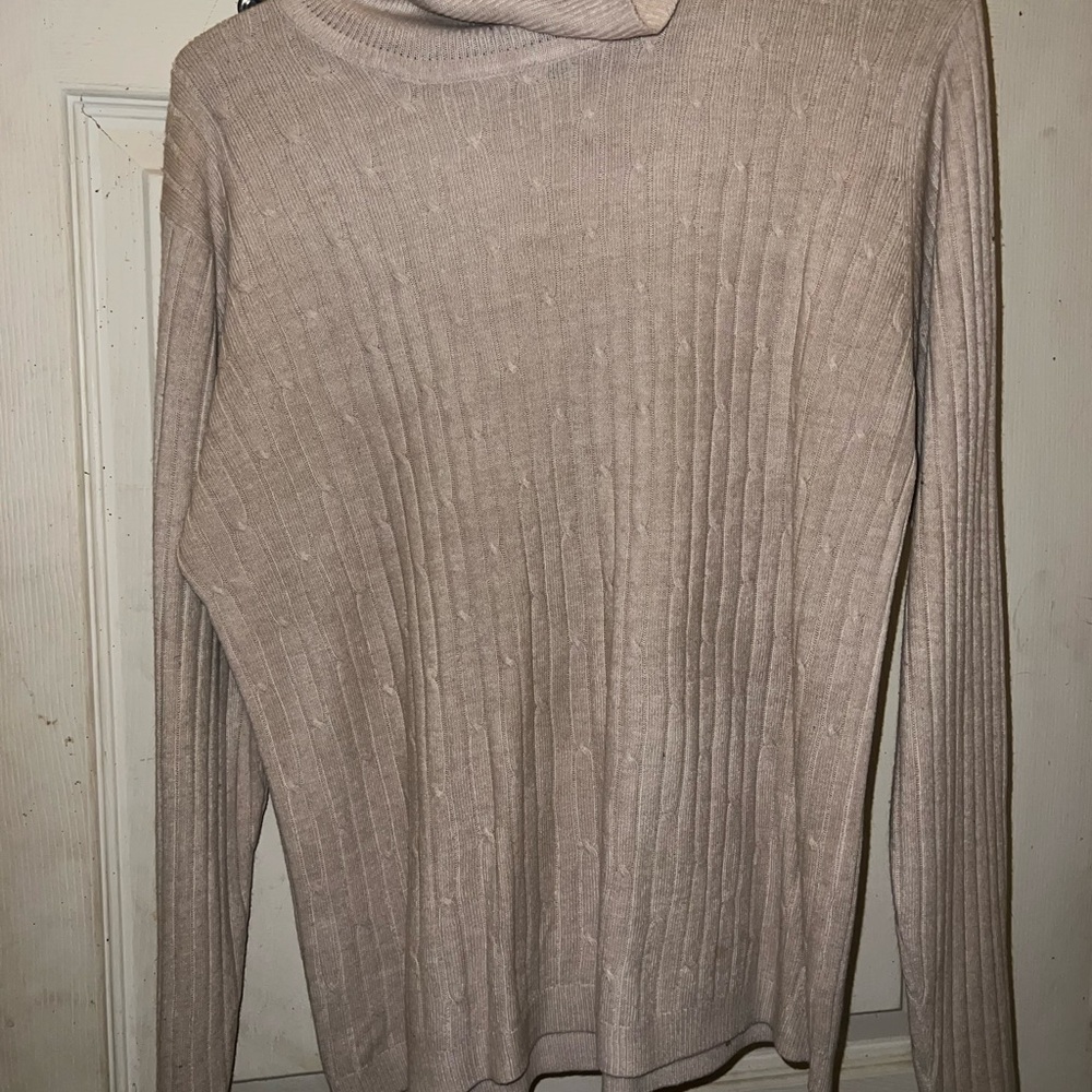 Women's Ribbed Turtleneck Sweater - Beige